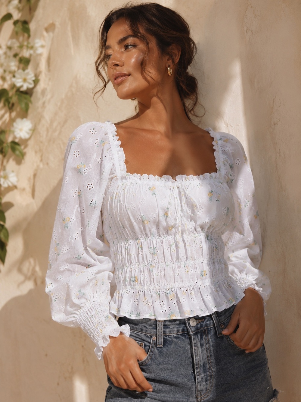 🌸 For Love & Lemons Floral Square Neck Crop Top 🌸